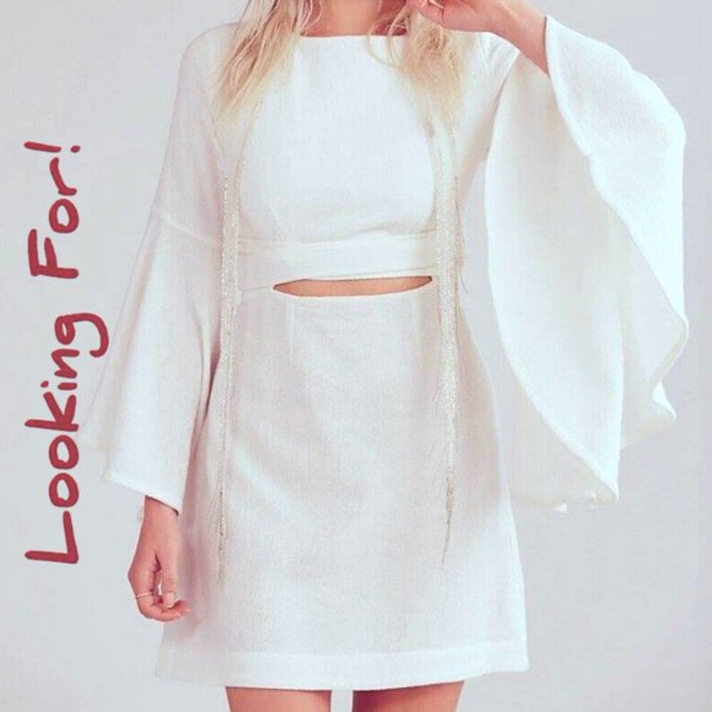 ISO Free People Dreamin About This Mini Dress Wrap Cutout Bell Sleeves White XS